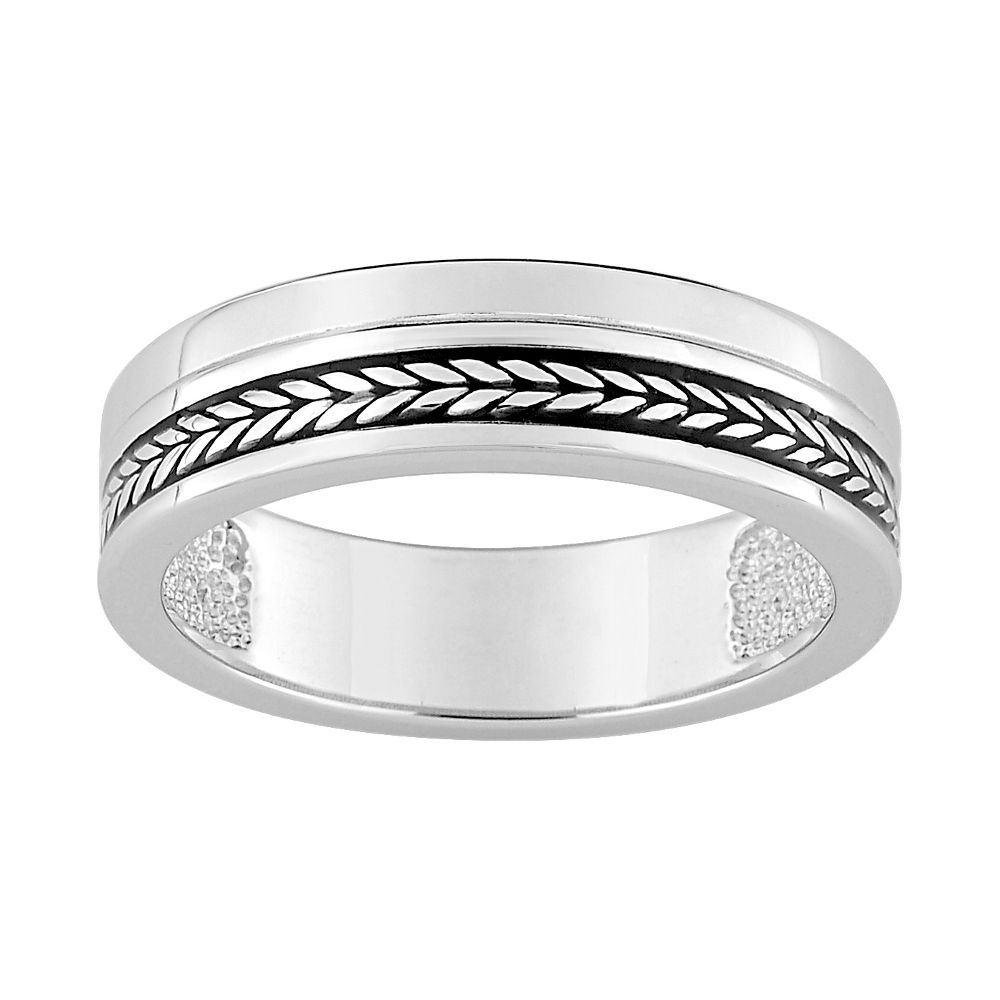 Bague 6mm, épis - T. 56 au 68, gravure intérieure, argent 925 rhodié