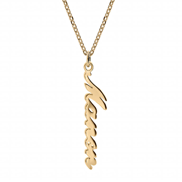 Collier prénom découpé, long. 40 à 60cm, plaqué Or 18K