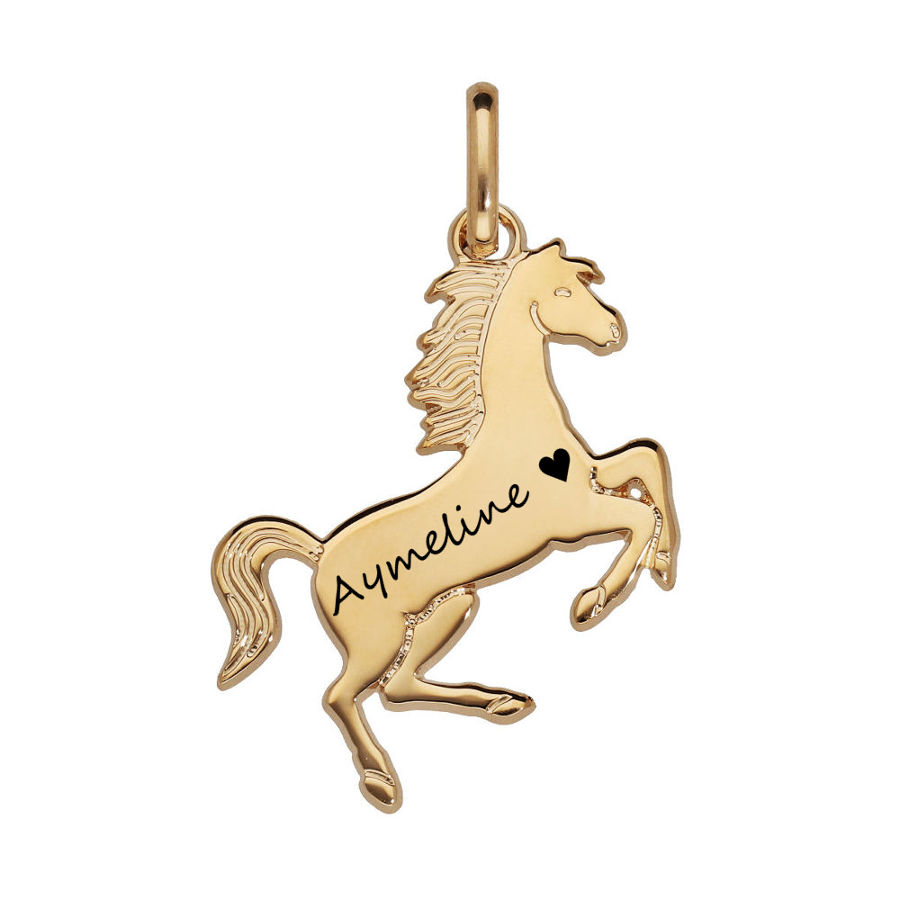 pendentif cheval plaqué or gravure-90559-1000p