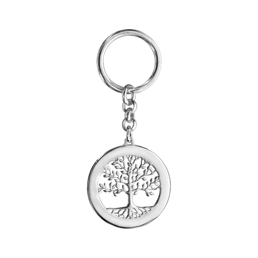 Porte-clés arbre de vie 1 à 12 gravures, argent 925 rhodié
