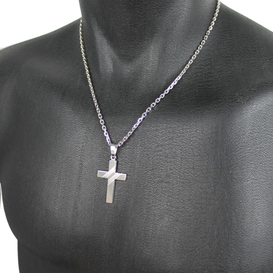 Collier Croix En Acier Inoxydable Pour Homme Et Femme - Chaine 60 Cm, Pendentif Croix, Bijou Chrétien