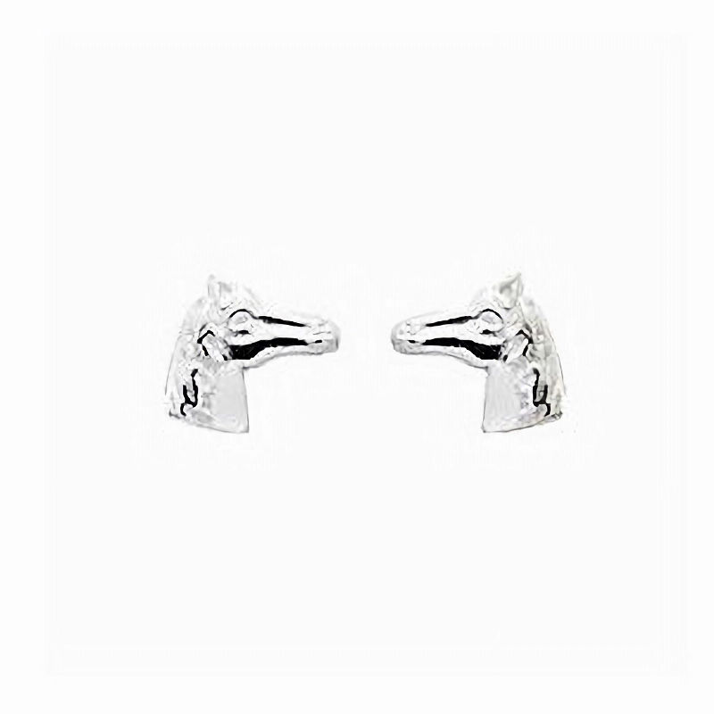 Boucles D'Oreilles Enfant Tête De Cheval Argent 925 - Fermoirs à Vis Sécurisés, Hypoallergénique