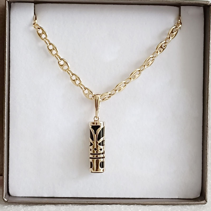 Pendentif-TIKI-Chance,-chaîne-graine-de-café-7mm-905156-101160c