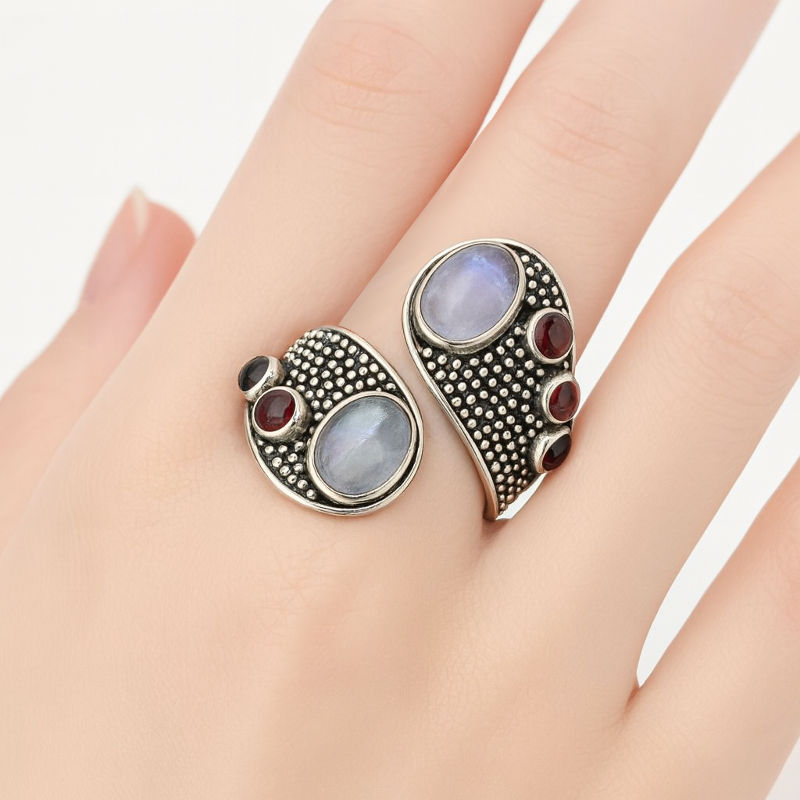 bague-pierre-de-lune-grenat-argent-femme