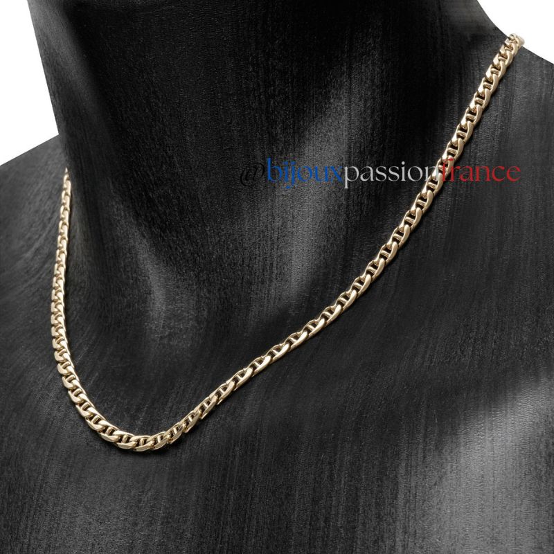 Collier-homme-marine-5-mm-plate-plaque-or-101185c
