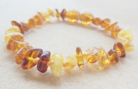 Bracelet ambre multi, noeuds intermédiaires et fermoir en ambre, longueur 16cm