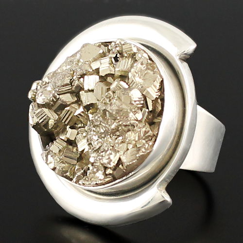 Bague pyrite & argent 925, T. 54 et 55, photo contractuelles