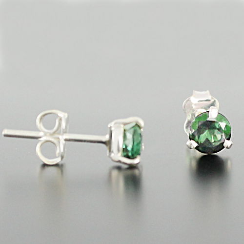 Boucles tourmaline verte 4mm & argent 925