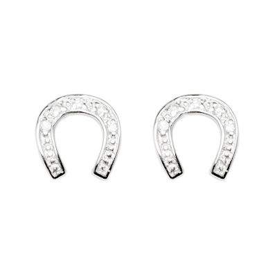 Boucles fers à cheval, oxydes & argent 925 rhodié, 7mm