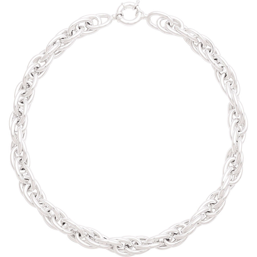 Collier mailles trio en argent 925 (poids 78g), long. 45cm