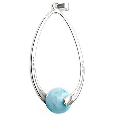 Pendentif Larimar & argent 925, hauteur 5cm