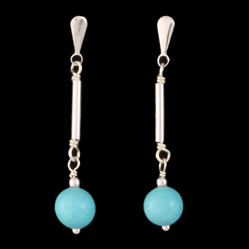 Boucles turquoise & argent 925, haut. 3.2cm