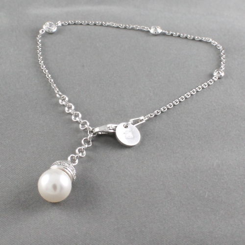 Bracelet perle de majorque & argent 925 rhôdié, 16 à 19cm