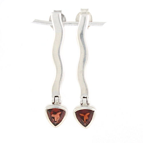 Boucles grenat & argent 925, longueur 3.3cm