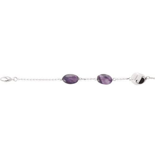 Bracelet améthyste & argent 925 rhôdié, réglable à 17 et 18cm