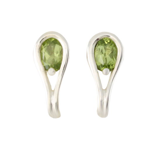 Boucles péridot & argent 925, hauteur 1.5cm