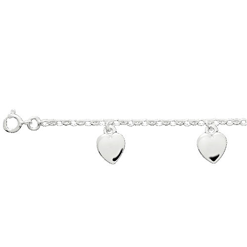 Bracelet coeurs en pampilles - 18cm, argent 925