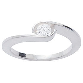 Bague zircon enlacé & argent 925 rhôdié, Taille 50 au 62