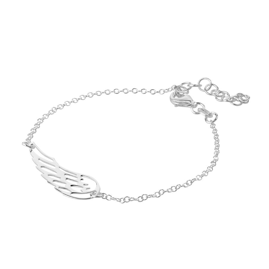 Bracelet Aile d\'ange, régl. 16 à 20cm, Argent option rhodié