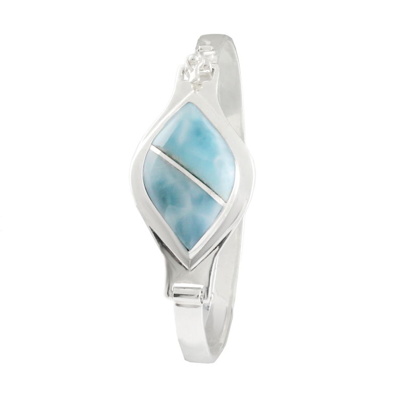 Jonc Larimar ouvrant & argent 925 (18g), diamètre au choix