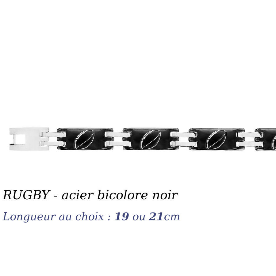 Bracelet rugby acier, longueur réglable