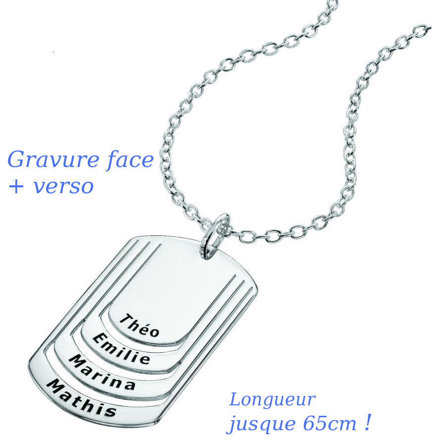Collier prénoms Homme, argent 925