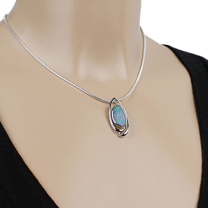 Bijou pour femme en opale naturelle d'Australie, collier, pendentif, boucles d'oreilles et bracelet
