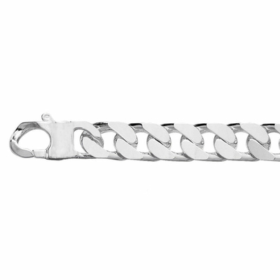 Bracelet gourmette 11mm - 19 à 26cm, argent 925 (poids 35 à 50g) option rhodié, plate