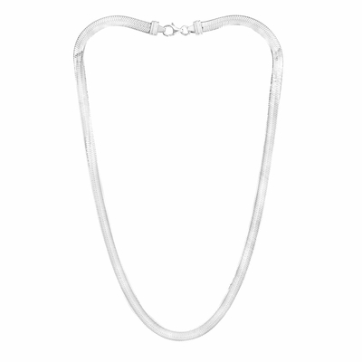 Collier miroir 5mm - 42 et 45cm, argent 925 option rhodié