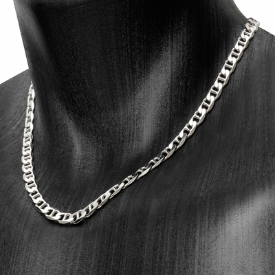 Collier maille marine 7mm - 45 à 70cm, Argent 925 (poids 30-49g) option rhodié, plate