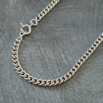Chaîne gourmette 3.2mm - 45 à 80cm, Argent massif (10-20g) option rhodié