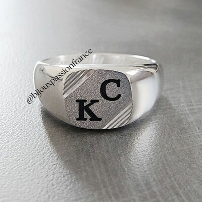 Chevalière Homme Argent massif T. 48 au 76 - personnalisable