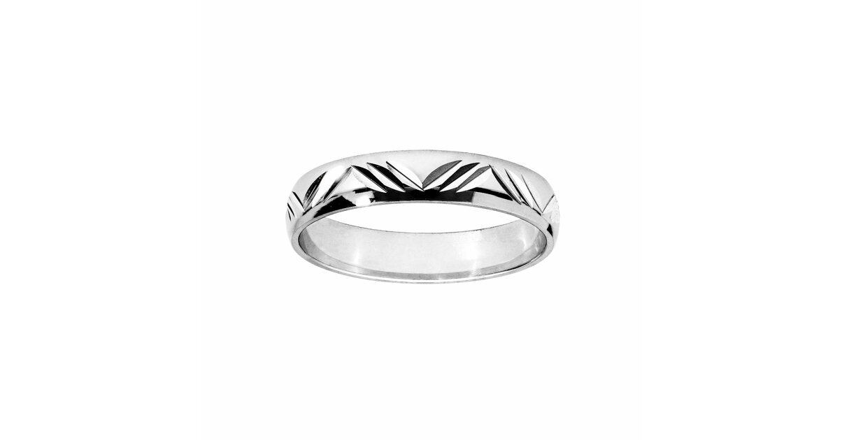 Alliance Rhodiée émeraude Et Zircone - Argent 925 Massif - Taille 54 - 2.76-3 Ct