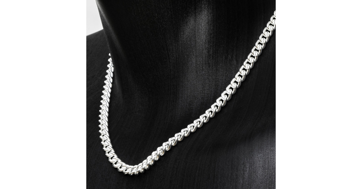 Chaîne Gourmette Acier Inoxydable Argent 10mm Homme – Collier Cubain 55cm Steelstyle33