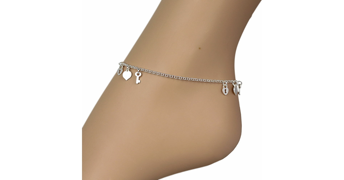 Cheville Cœur Et étoiles En Argent Sterling 925, Neuve Avec étiquette
