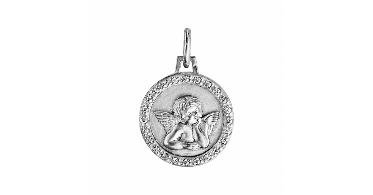 Argent Pendentif Ange Or Pendentif Ange, Gravure Verso, Oxydes