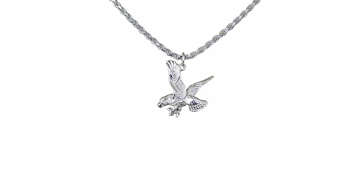 Collier Gourmette Avec Pendentif Aigle En Argent 925 - 9 Grammes - Occasion