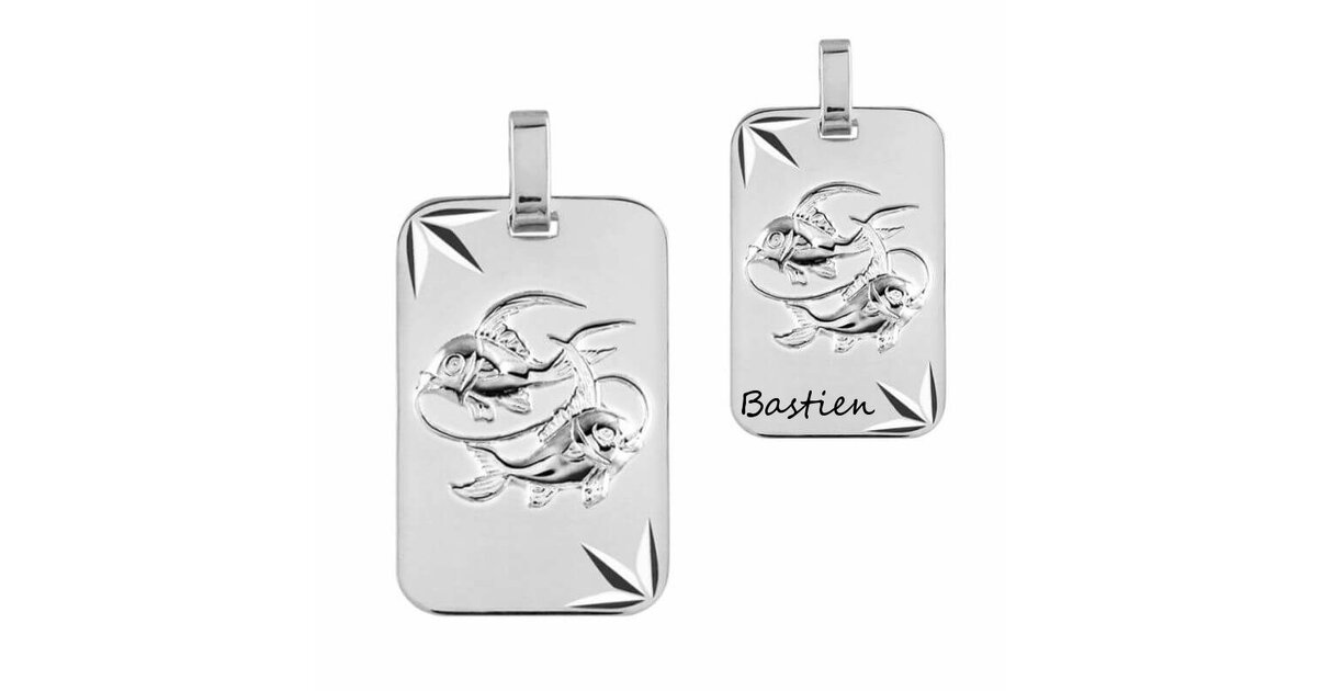 Pendentif Poissons En Argent 925 Rhodié - Ovale 18mm - Bijouterie Dolly-Bijoux