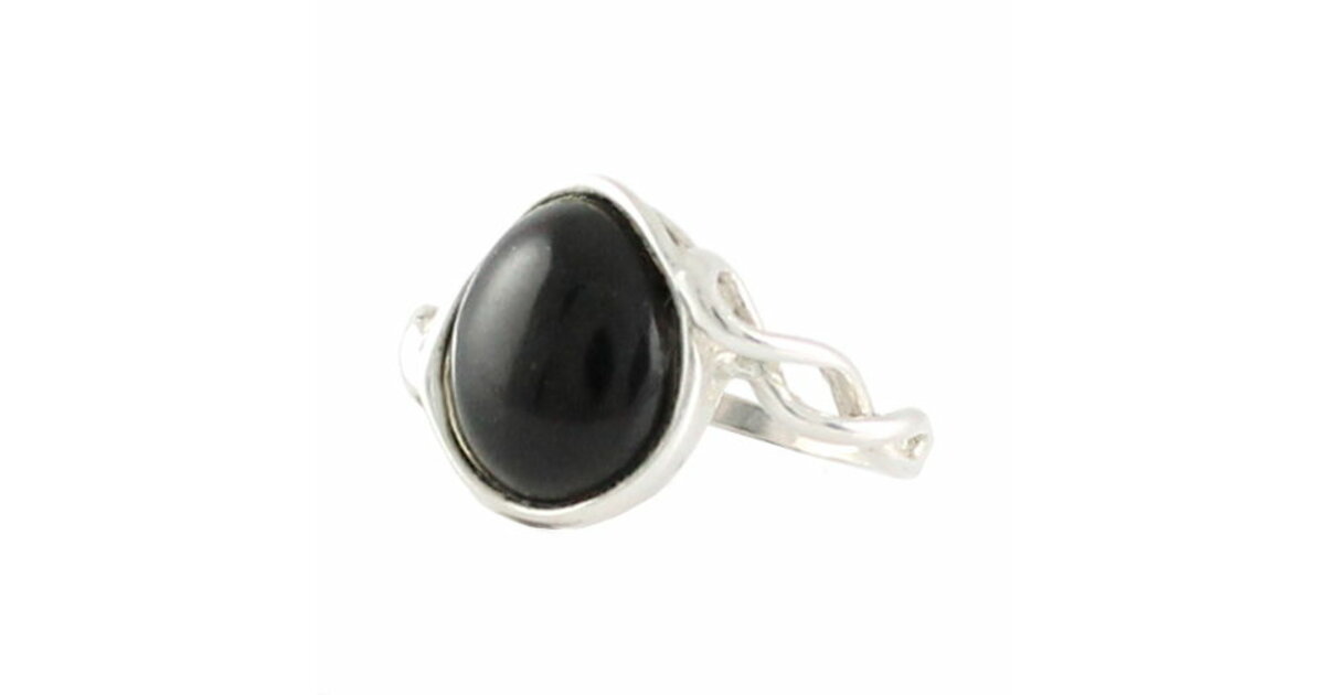 Bague En Argent Massif Avec Cabochon Bleu Foncé - Taille 52 - Occasion - Bijou Vintage