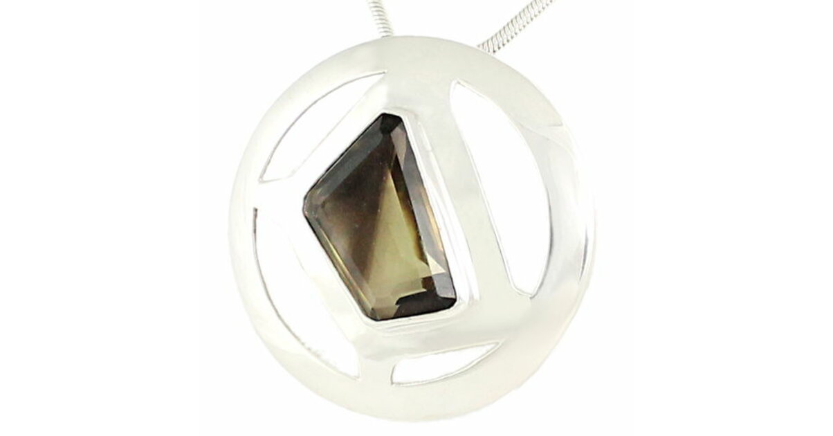 Pendentif Quartz Fantôme En Argent Sterling 925 - 21,22g, Forme Poire, Naturel