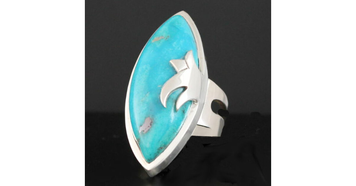 Bague En Argent 925 Avec Turquoise Marquise - Taille 58 - Référence BA-GIL-5 - Neuf Avec étiquettes