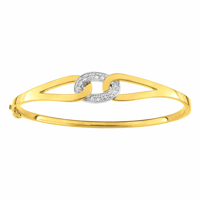 Jonc ouvrant, maille entrelacée oxydes & plaqué or 18K - MURAT