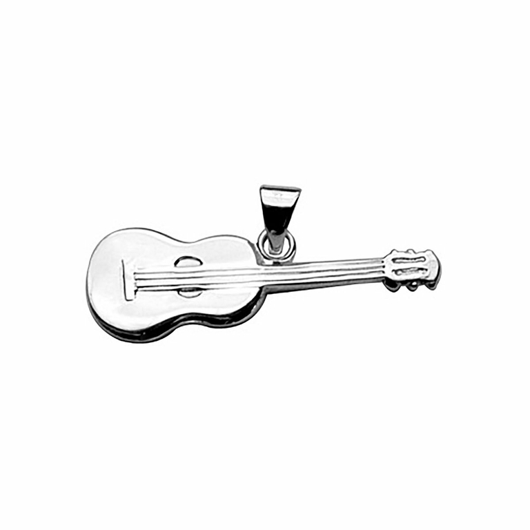 Argent massif 925 Instrument de musique Bijou cadeau musique Pendentif Guitare Classique