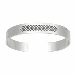Bracelet Jonc Manchette En Argent Massif 925 Rhodié - Motifs Ciselés - Neuf Avec étiquettes Bijouxia