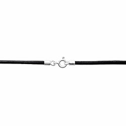 Collier Torsadé Noir Avec Fermoir Mousqueton Argent 925 – Longueur 55cm – Neuf Avec étiquettes – Marque Petugons