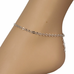 Chaîne de cheville argent rhodié breloques 25cm 2COLORS