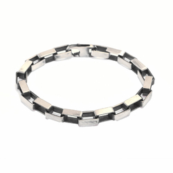 Bracelet Chaine Argent 925 Rhodié Femme Maille Boule Moon Ovale