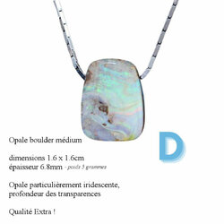 Collier En Argent Massif 925 Avec Pendentif Lys En Opale Naturelle Bleue - 44cm - 175 Carats