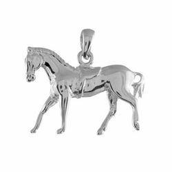 Pendentif fer et tête de cheval en argent rhodié : Longueur