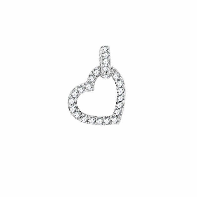 Pendentif Cœur Penché En Argent Sterling 925 Rhodié - Bijou Fin Pour Femme - Neuf Avec étiquettes